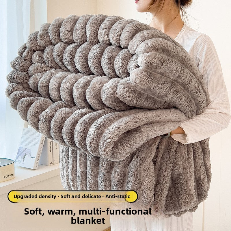 Thi Rabbit Fur Blanket Office Sofa Nap Blanket Premium Cover Blanket All Seasons  Color Polyester Fiber