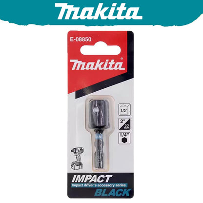 Adaptador de Soquete Makita E-08850 Impact Black 1/2" X 50MM Haste Hexagonal de 1/4" Acessórios para Ferramentas de Impacto de Alto Torque