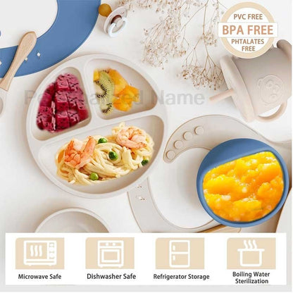 Personalized Name Baby Feeding Set Kids Silicone Plate Bowl Straw Cup Customized Children's Tableware Baby Supplies Newborn Gift