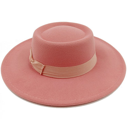 Chapéu Fedora unissex de inverno, superfície circular côncava e convexa, chapéu de jazz de feltro liso, elegante para homens e mulheres.