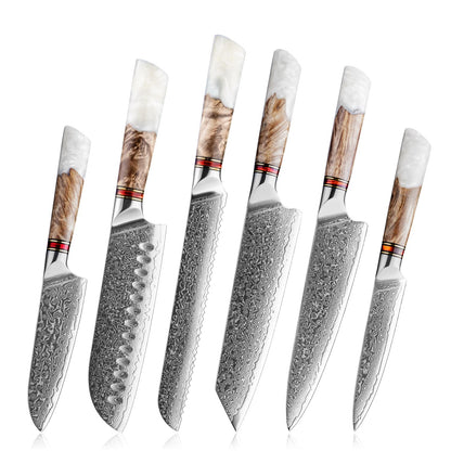 Grandsharp 1-6Pcs Kitchen Knife Set 67 Layer Damascus Steel Solidified Wood Handle Chef Utility Paring Knife with Gift Box