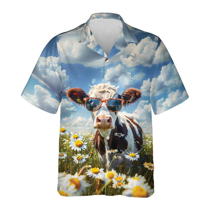 New Men's Shirts Hawaii Farm Style Animal Pattern 2025 Short Sleeve Aloha Blouse Cow Print Summer Casual Hawaiian Funny Camisa
