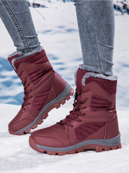 Winter Women's Snow Boots High Top Hiking Boots for Women Winter Outdoor Walking Sneakers Waterproof Plush Warm Platform Boots