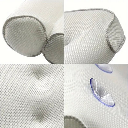 1 spa bathtub pillow with anti slip suction cups for neck and back support, bathtub/bathroom accessory