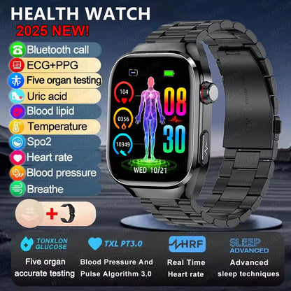 2025Novo Micro Exame Físico Smartwatch Para Homens Ácido Úrico Gordura Corporal Relógios de Saúde de Cinco Órgãos Chamada Bluetooth SmartBracelet