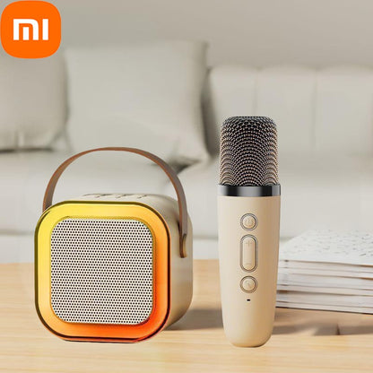Caixa de Som Portátil Bluetooth Sem Fio Xiaomi K12 com 2 Microfones e Karaokê para Cantar em Família, Presente para Crianças