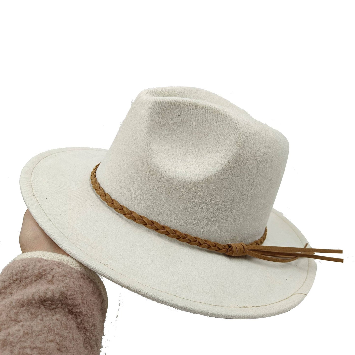 Chapéu Fedora Novo de Camurça 2023 Masculino e Feminino Outono Chapéu Panamá Jazz Estilo Britânico Elegante Retrô Fedora Chapéu de Aba Larga