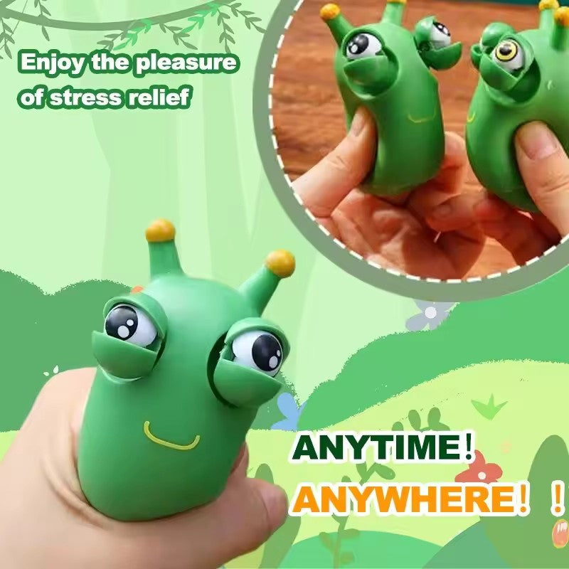 Funny Green Eye Caterpillar Pinch Toys Eyeball Burst Squeeze Toy Adult Kids Stress Relief Fidget Toy Creative Decompression Toy