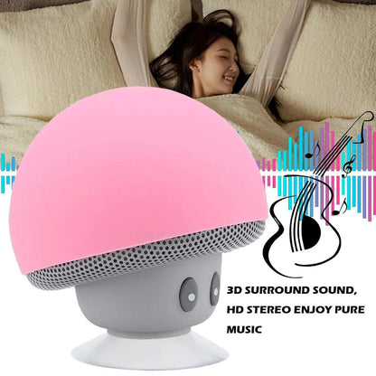 Mini Alto-Falante Bluetooth de Desenho Animado Fofo em Formato de Cogumelo com Ventosa Aprimorada, À Prova de Poeira, Presente de Aniversário para Crianças e Mulheres