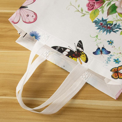 Reusable Non-Woven Fabric Shopping Bag Butterfly Printing Eco Bag Foldable Large Capacity Travel Storage Tote Shopper Bag