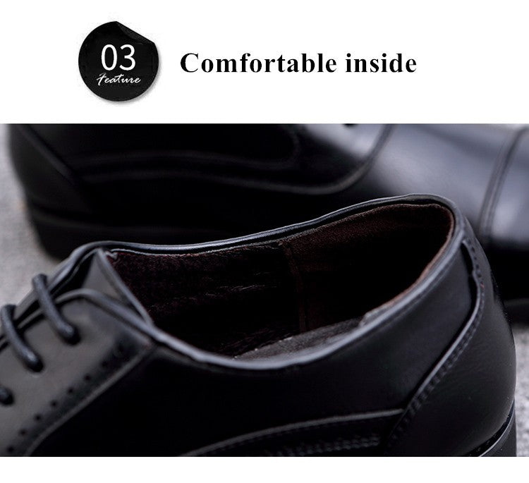European Style Brown Leather Shoes Man Platform Pointed Toe Men's Dress Shoes Large Size 38-48 Quality Elegant Shoes For Men