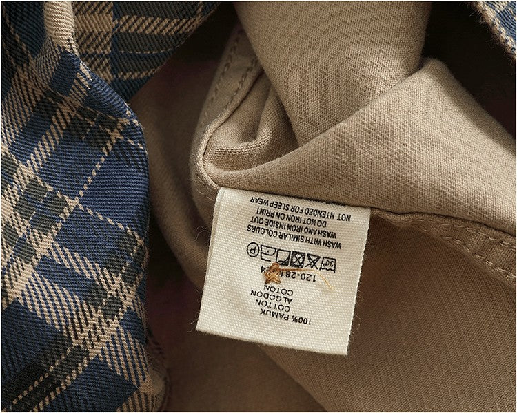 2024 Spring and Autumn New American Retro Woven Plaid Cargo Shirt Men's Simple 100% Cotton Washed Single Pocket Thin Jacket