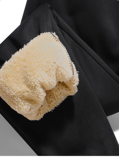 Calças masculinas para outono e inverno, forradas com lã para uso externo, calças casuais, calças de moletom esportivas quentes de lã de carneiro