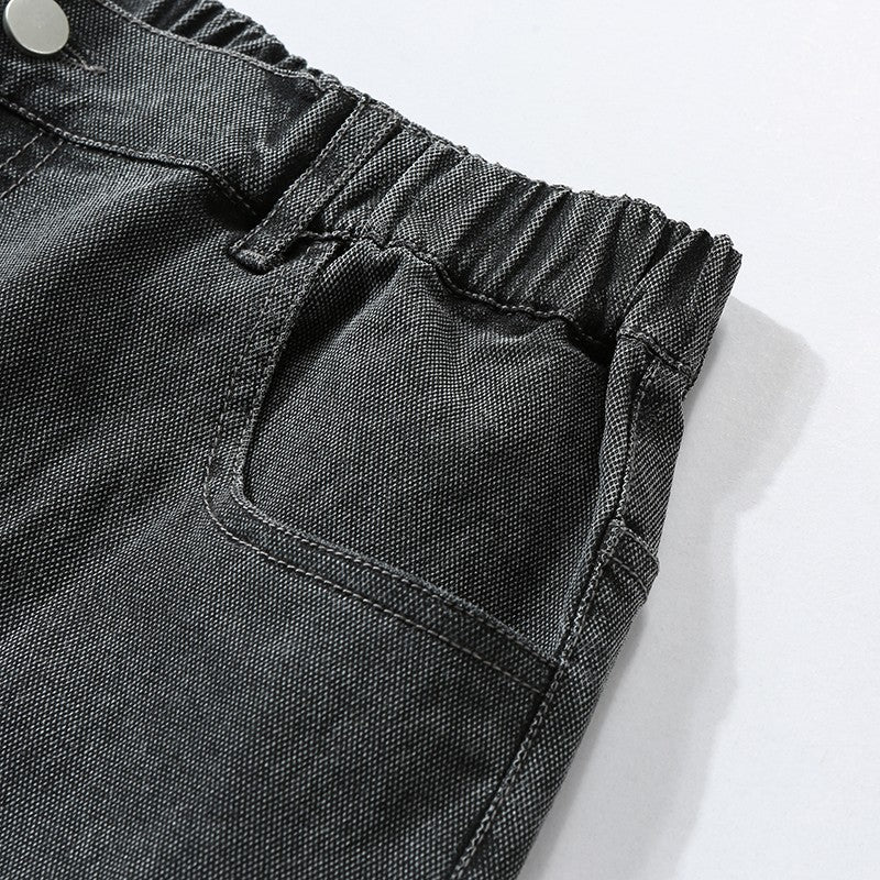 Calças jeans masculinas largas de perna reta, cintura alta, plus size, extra longas, 115cm, Primavera 190