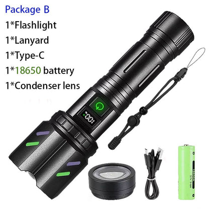 Ultra Powerful Windproof Fire Starting Flashlight Rechargeable High Power Torch Focused Light Source Can Light A Flame Lantern