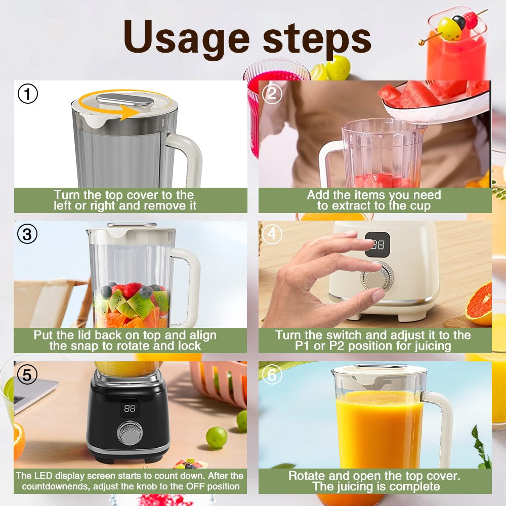 Espremedor TINSOL Novo Lar 10 Lâminas 3000mAh Liquidificador Multifuncional com Botão Espremedor Triturador de Gelo Alta Taxa de Extração de Suco Ferramentas de Cozinha