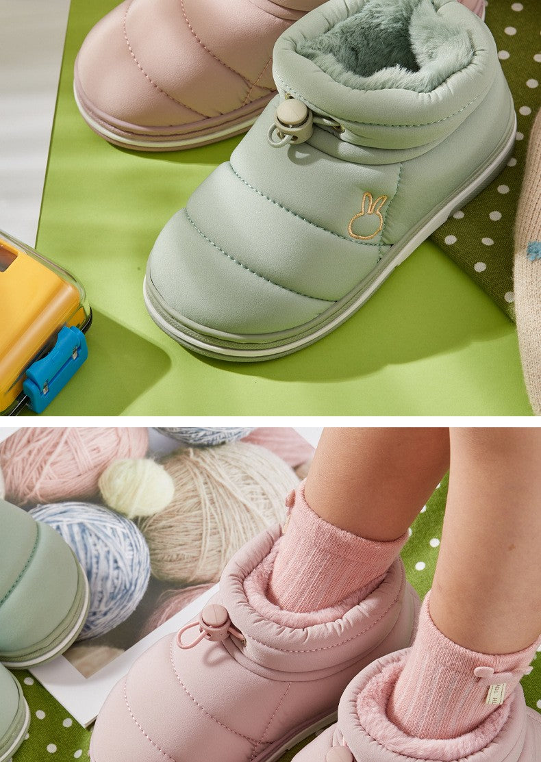 Children's Thick Furry Boots Winter Season Cartoon Warm Shoes Boys Girls Kids Home Cotton Slippers Heel Outdoor Baby Snow Boots