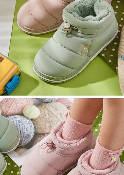 Children's Thick Furry Boots Winter Season Cartoon Warm Shoes Boys Girls Kids Home Cotton Slippers Heel Outdoor Baby Snow Boots