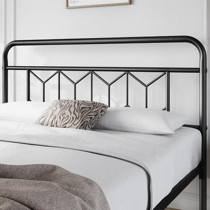 Queen Bed Frames Metal Platform Bed with Vintage Style Headboard/Mattress Foundation/No Box Spring Needed/Under Bed Stor