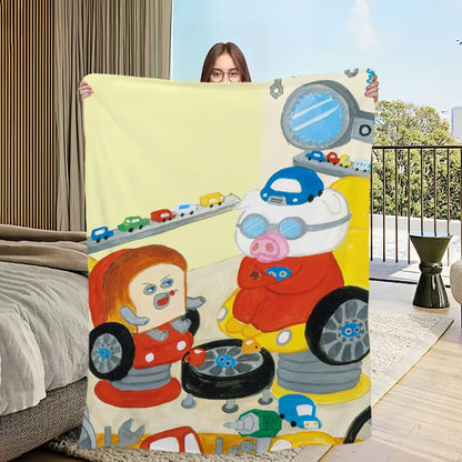 Flannel warm comfort  soft Picture plush Breads Thief blanket for sofa living room office bedroom travel book gift