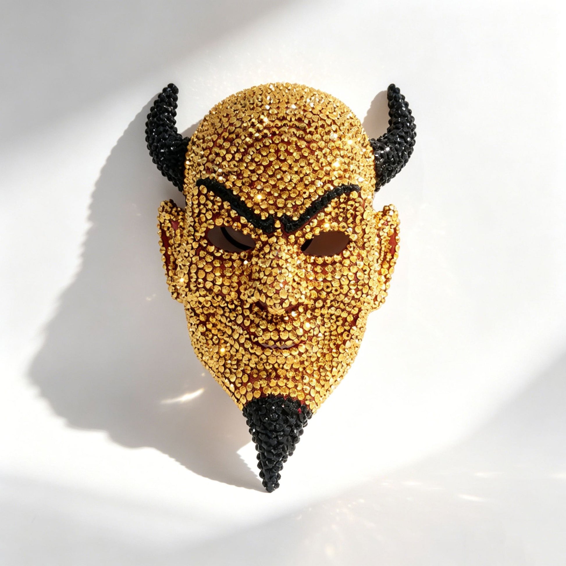 Sparkling Rhinestone Devil Mask, Crystal Horned Demon Mask for Halloween, Costume Party, Cosplay and Masquerade