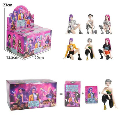 Conjunto de Bonecos Colecionáveis Kpop Demon Hunters Huntrix - Rumi Mira Zoey Sussy Tigre Derp Brinquedos Temáticos KPop para Fãs