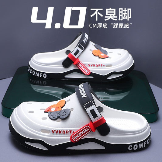 Summer Hole Shoes Men Wear Casual Fashion Non-slip Portable Sports Sandals Beach Step on Toe Breathable Slippers for Men Outdoor