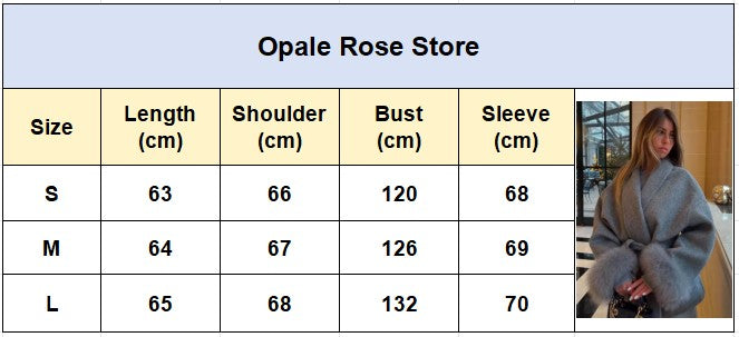 Casual Fur Patchwork Lace Up Woolen Coat Women Elegant V-neck Full Sleeve Loose Outerwear Lady Autumn Daily Commute Street Coats