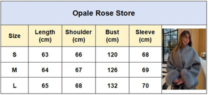 Casual Fur Patchwork Lace Up Woolen Coat Women Elegant V-neck Full Sleeve Loose Outerwear Lady Autumn Daily Commute Street Coats