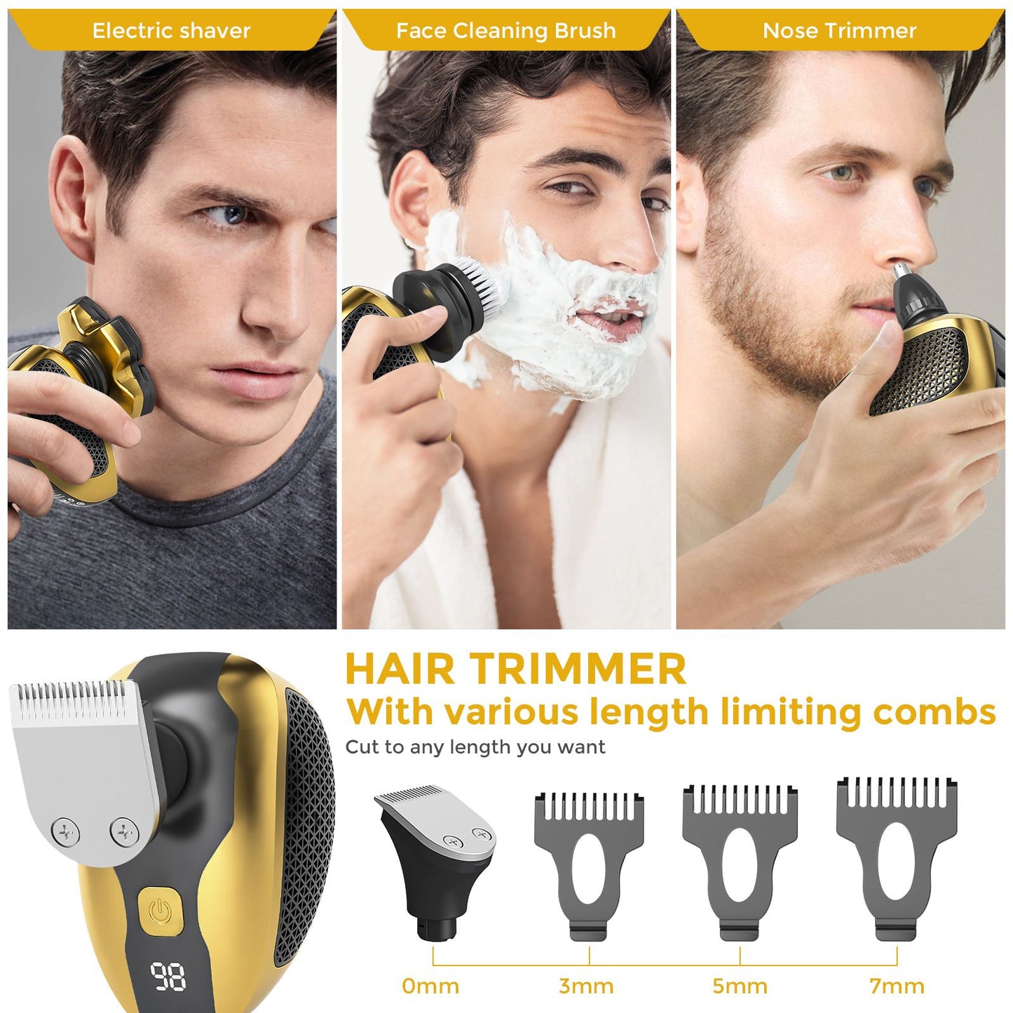 Sejoy Men 6D Floating Men Electric Shaver Wet Dry Beard Hair Trimmer Electric Razor Rechargeable Bald Head Shaving Machine