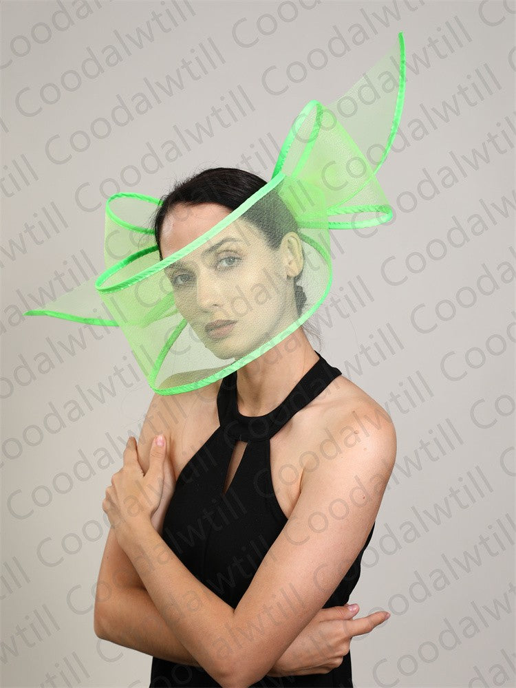 Fascinator de Véu Branco Elegante Chapéu Feminino para Kentucky Derby Evento de Corrida Adorno de Cabeça de Moda Boné de Rede Chapeau para Eventos Femininos