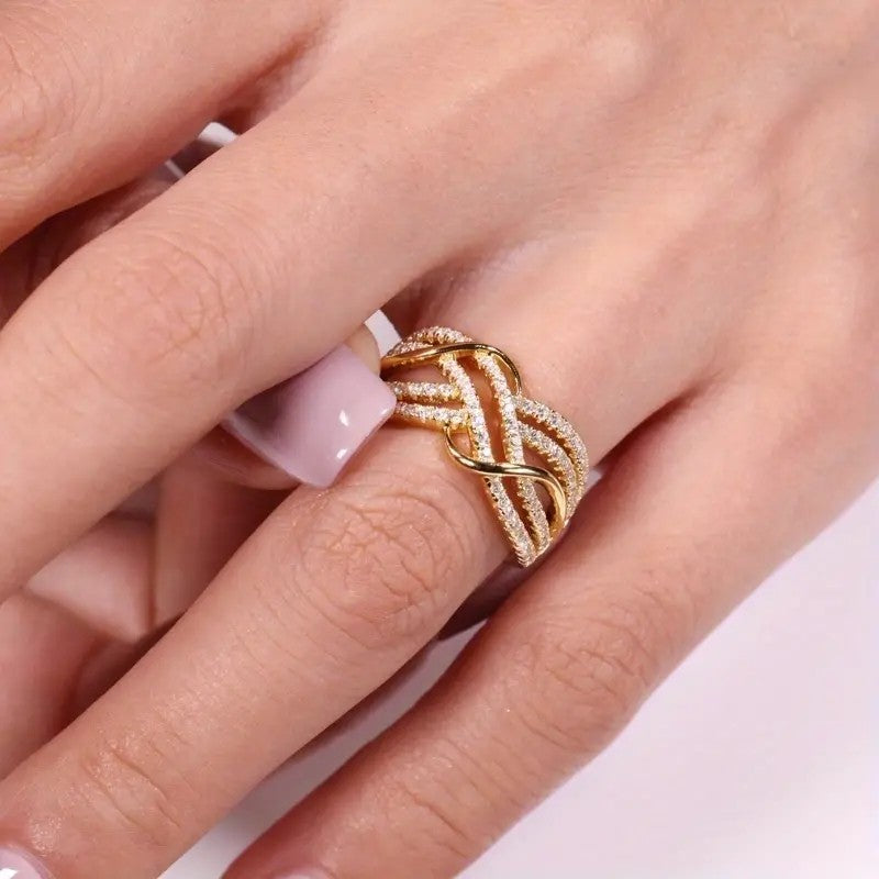 Anel Feminino Atacado Transfronteiriço Temperamento Joia Europeia e Americana Diamante Completo Moda Senso Avançado Clássico Versátil