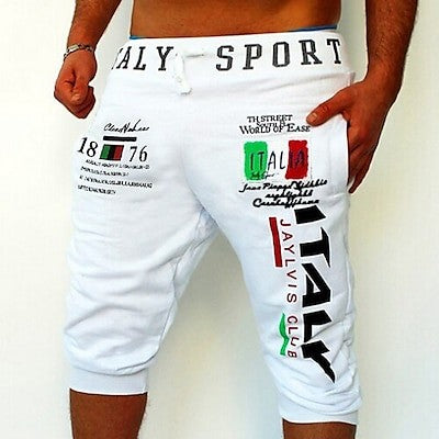 Men's Athletic Shorts Sweat Shorts Capri Pants Drawstring Print Letter Sports Outdoor Weekend Streetwear Stylish Sweatpants Male