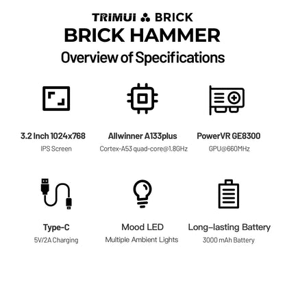 Metal Body Trimui Brick Hammer Console - 3.2" Ultra-Clear IPS Screen 3000mAh Open Source Handheld Retro Game Machine best Gift