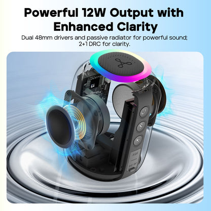 Caixa de Som Bluetooth TRIBIT StormBox Mini+ 12W, Som 360° Com XBass, LEDs, 12 Horas de Bateria, IPX7 À Prova D'Água Para Caminhadas e Uso Exterior