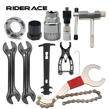 Conjunto de Ferramentas para Reparo de Bicicleta Quebrador de Corrente Extrator de Pedivela MTB Régua Medidora de Corrente de Bicicleta Removedor de Cassete Ferramentas de Reparo para Ciclismo ao Ar Livre