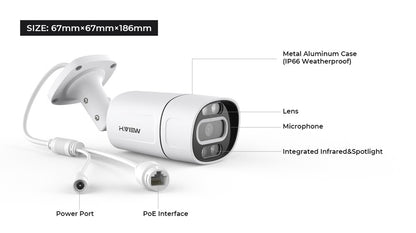 H.View 5Mp 8Mp 4K Ip Camera Poe Ai Face Detection  Cctv Security Cameras H.265 Outdoor Audio Video Surveillance onvif xmeye