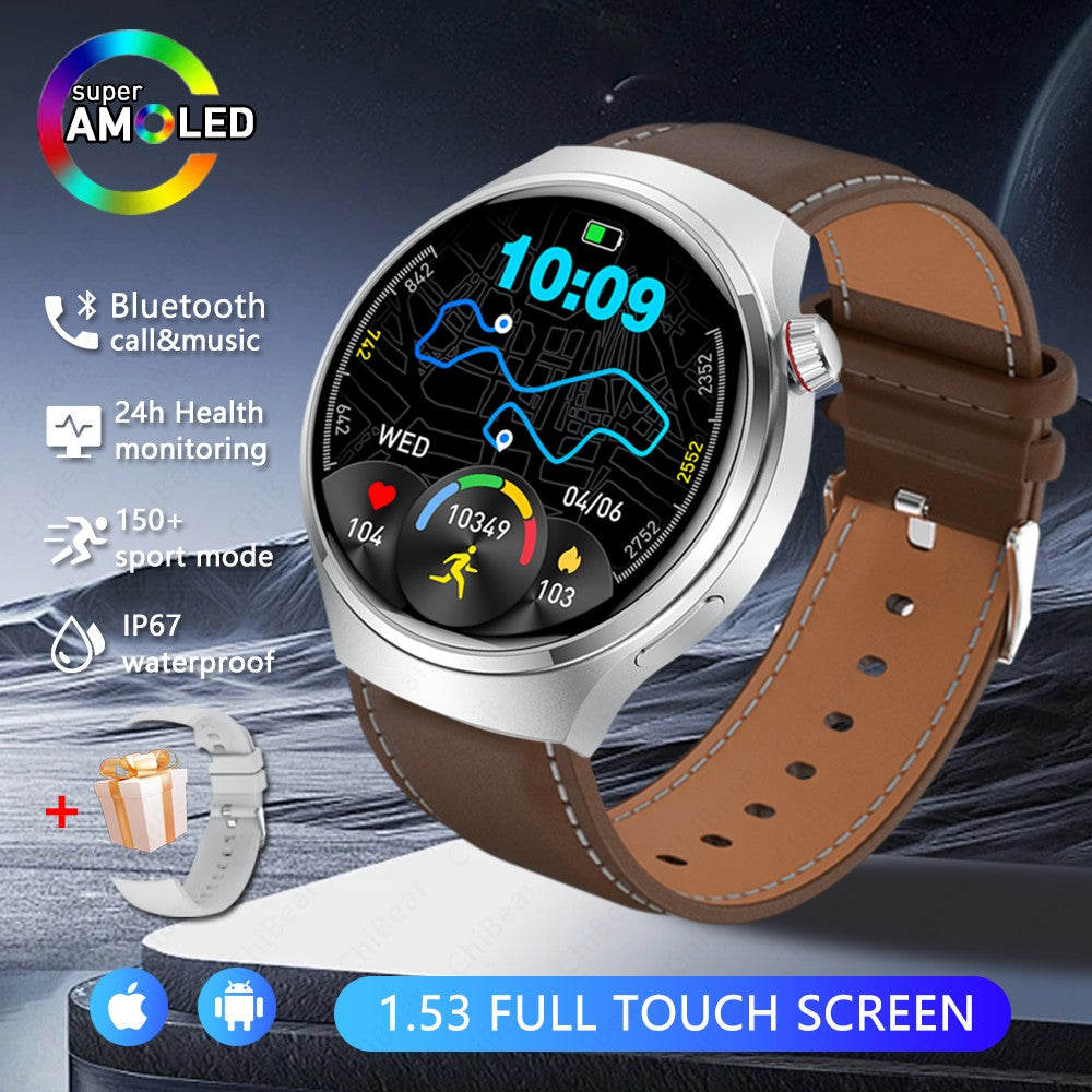 Smartwatch Esportivo Watch 4 Pro Masculino Tela AMOLED HD 360*360 Frequência Cardíaca Chamada Bluetooth IP68 À Prova D'água Música Novo SmartWatch 2025