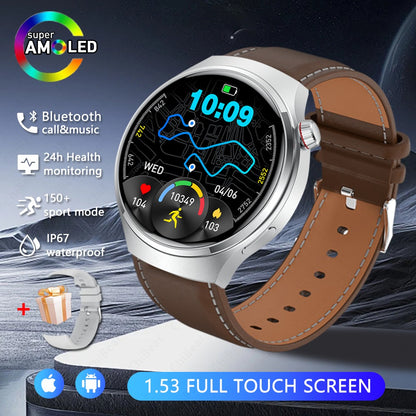 Smartwatch Esportivo Watch 4 Pro Masculino Tela AMOLED HD 360*360 Frequência Cardíaca Chamada Bluetooth IP68 À Prova D'água Música Novo SmartWatch 2025