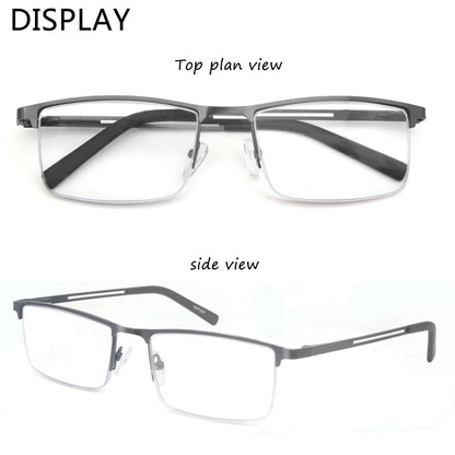 Blue Light Reading Glasses Men Computer Readers Anti Glare Metal Frame with Spring Hinge UV400 Protection Eye Strain Relief