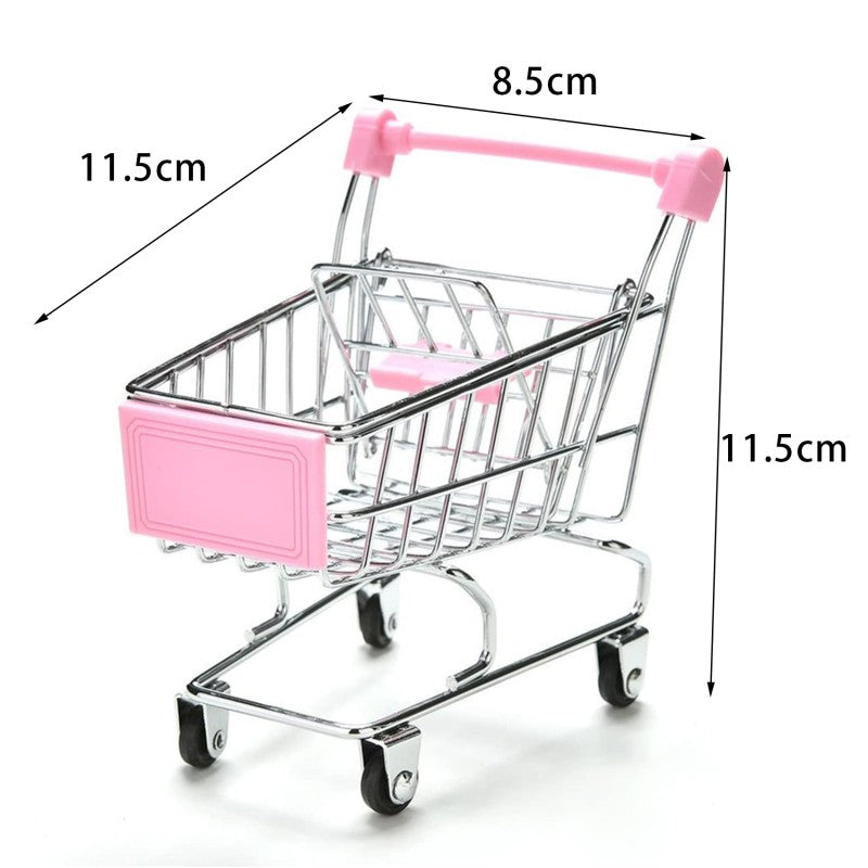 Mini Supermarket Shopping Trolley Cart Desktop Model Children's Toys Home Decoration Miniature