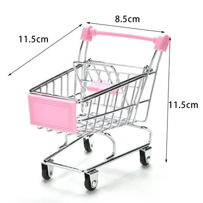 Mini Supermarket Shopping Trolley Cart Desktop Model Children's Toys Home Decoration Miniature