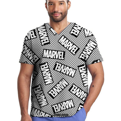Disney Medical Uniforms Marvel Spider Nurse Scrub Tops Dental Hospital Nursing Shirts Cartoon V-neck Blouse Mens Clinical Scrubs