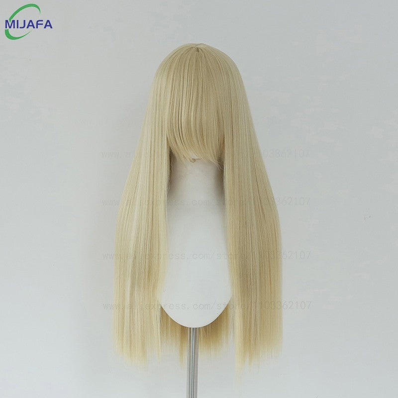 Peruca de Cosplay Longa e Lisa de Altíssima Qualidade, 400g, 48 Cores, 60cm, com Franja, Resistente ao Calor, Perucas Anime + Touca de Peruca