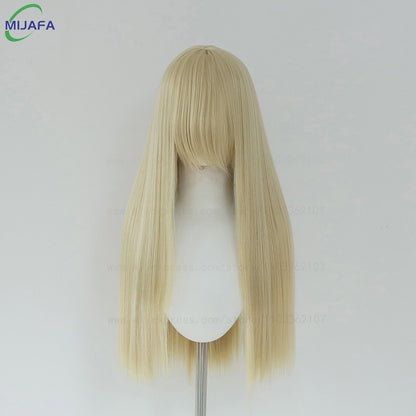 Peruca de Cosplay Longa e Lisa de Altíssima Qualidade, 400g, 48 Cores, 60cm, com Franja, Resistente ao Calor, Perucas Anime + Touca de Peruca
