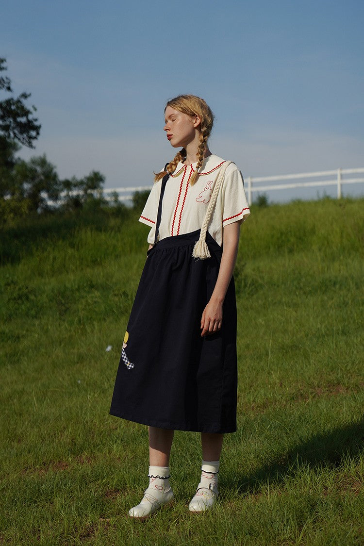 Fall Spring Original Indie Chic Design Harajuku Women Suspender Skirt Straps Dress Mid-calf Length A-line Spaghetti Strap Dress