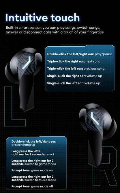 Fones de Ouvido Bluetooth V5.4 Lenovo XT53 Originais com Display LED de Energia Fone de Ouvido para Jogos Impermeável Anti-suor Fone de Ouvido Sem Fio Atualizado