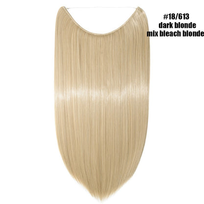 BENEHAIR Cabelo Sintético com Fio Invisível Sem Clipes Extensões de Cabelo Linha Secreta de Pesca Apliques de Cabelo Falso Para Mulheres