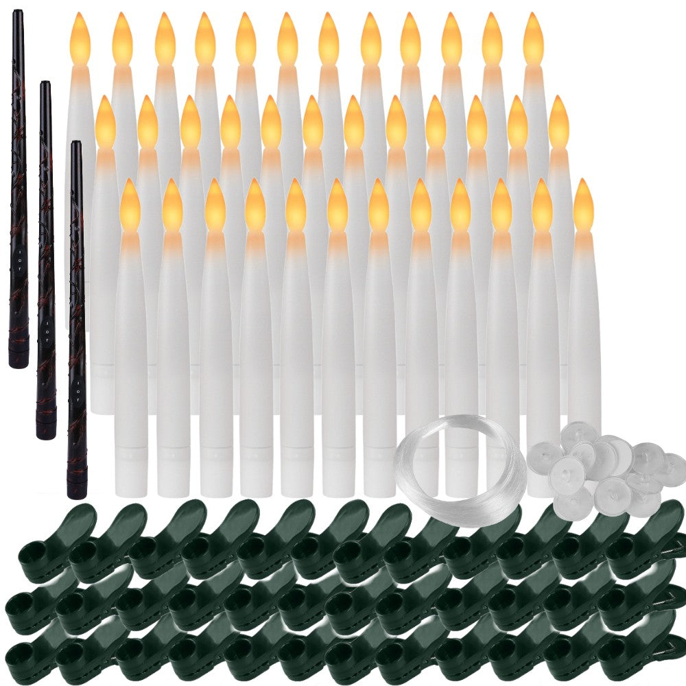 Flameless LED Taper Candles Christmas Tree Electric Candle Lights Mini Taper Clip-On Candles with Remote Timer for Wedding Decor