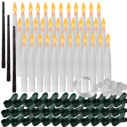 Flameless LED Taper Candles Christmas Tree Electric Candle Lights Mini Taper Clip-On Candles with Remote Timer for Wedding Decor